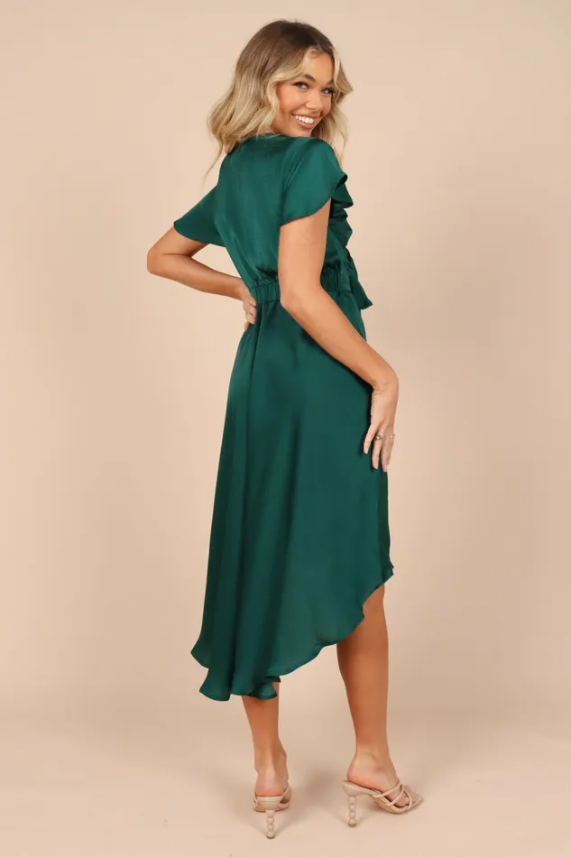 Petal and Pup Dresses Women Amanda Hi Lo Tie Front Dress Emerald