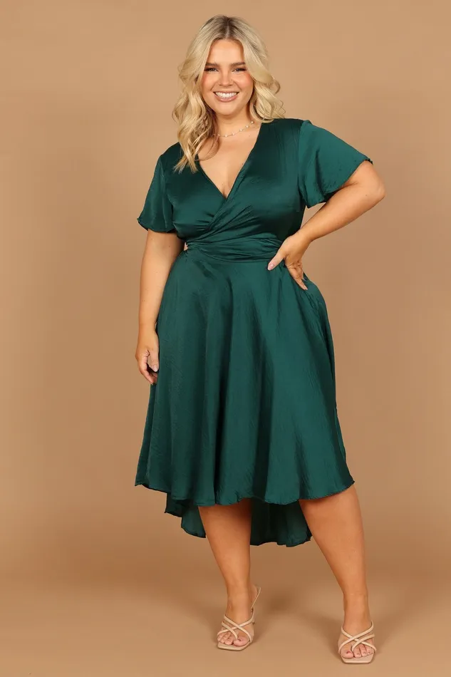 Petal and Pup Dresses Women Amanda Hi Lo Tie Front Dress Emerald