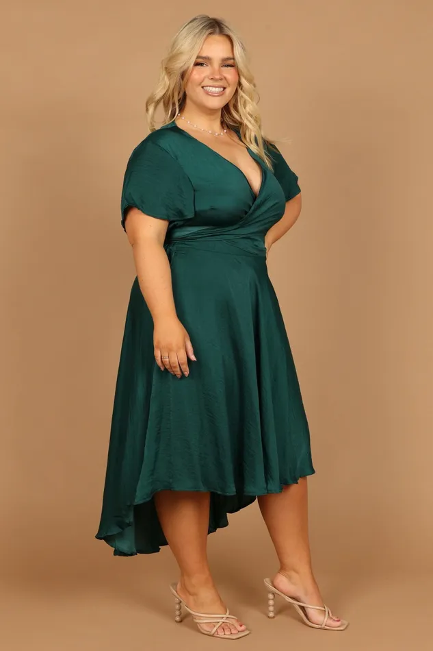 Petal and Pup Dresses Women Amanda Hi Lo Tie Front Dress Emerald