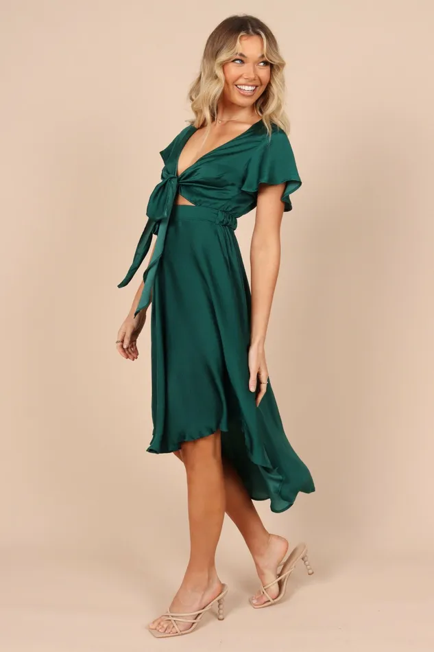 Petal and Pup Dresses Women Amanda Hi Lo Tie Front Dress Emerald