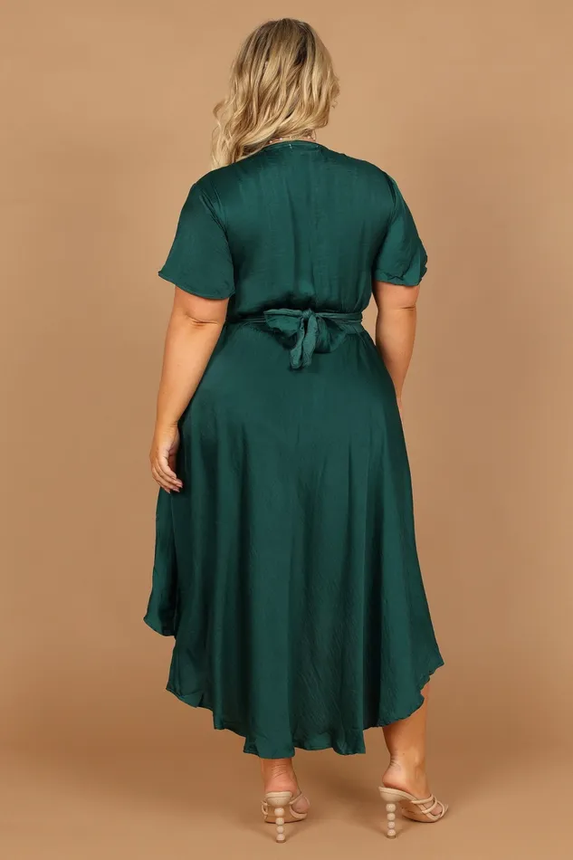 Petal and Pup Dresses Women Amanda Hi Lo Tie Front Dress Emerald