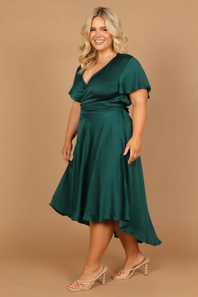 Petal and Pup Dresses Women Amanda Hi Lo Tie Front Dress Emerald