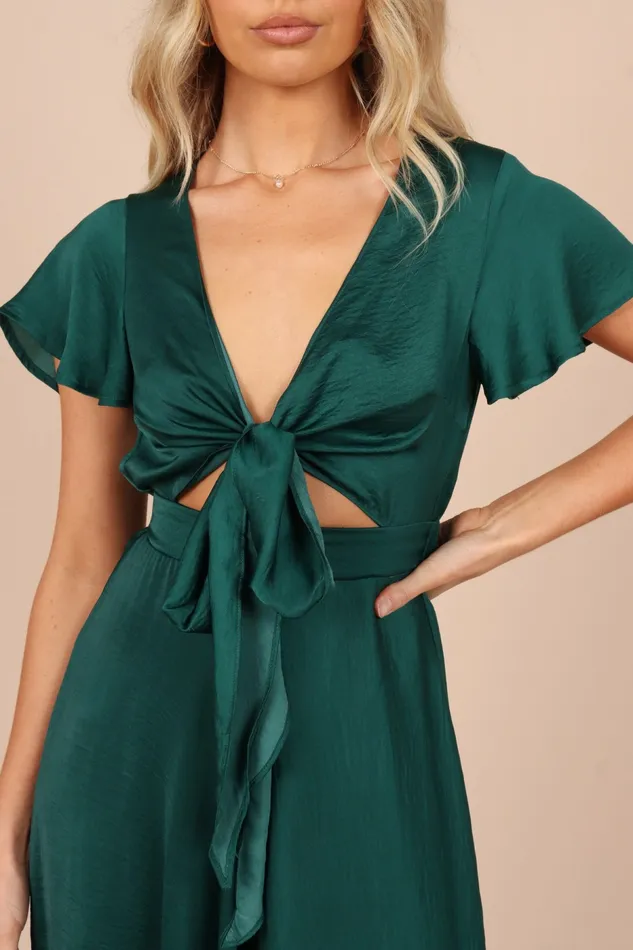 Petal and Pup Dresses Women Amanda Hi Lo Tie Front Dress Emerald