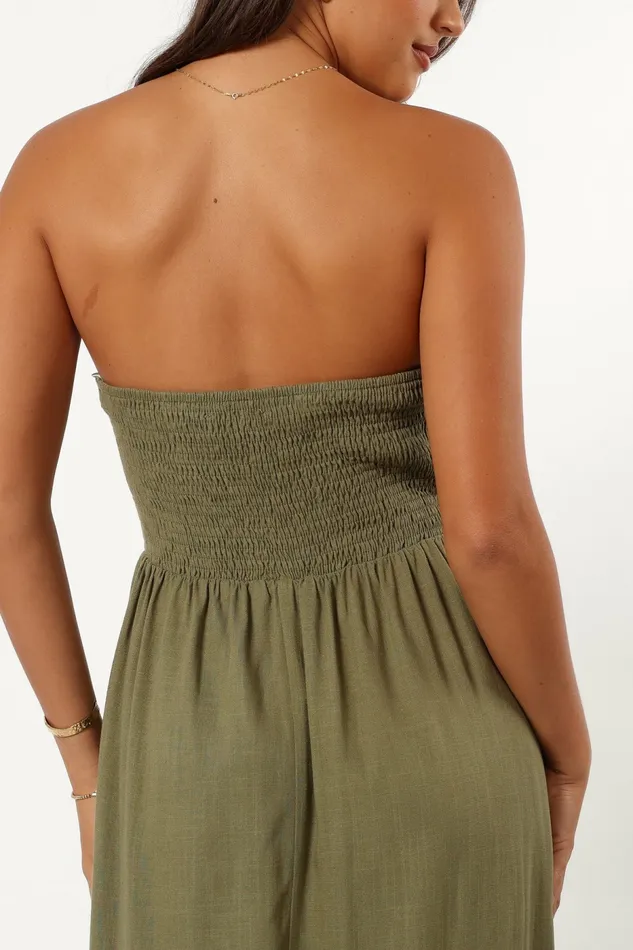 Petal and Pup Dresses Women Kayt Strapless Dress Olive Green