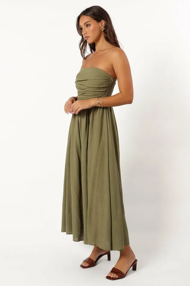 Petal and Pup Dresses Women Kayt Strapless Dress Olive Green
