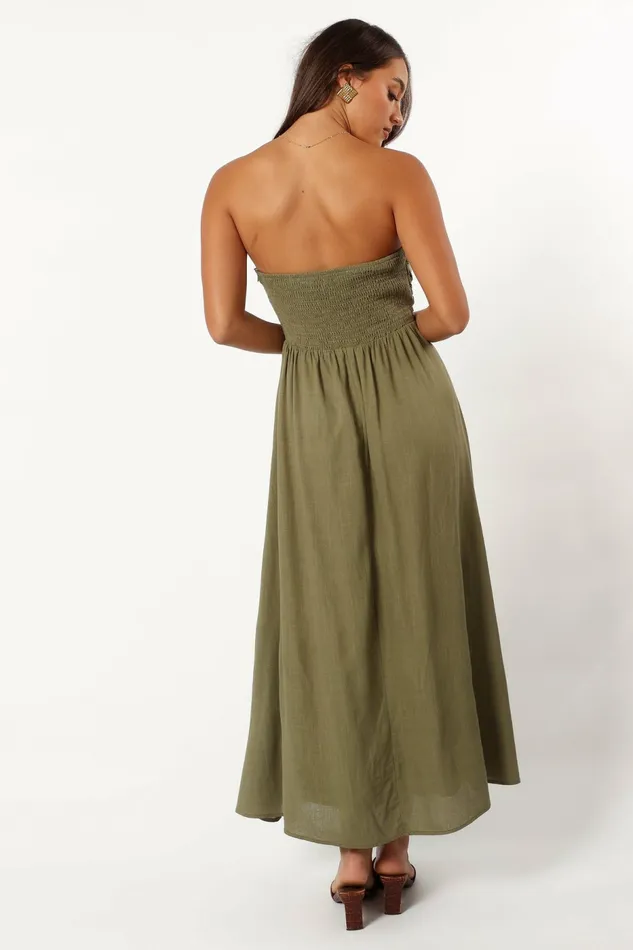 Petal and Pup Dresses Women Kayt Strapless Dress Olive Green