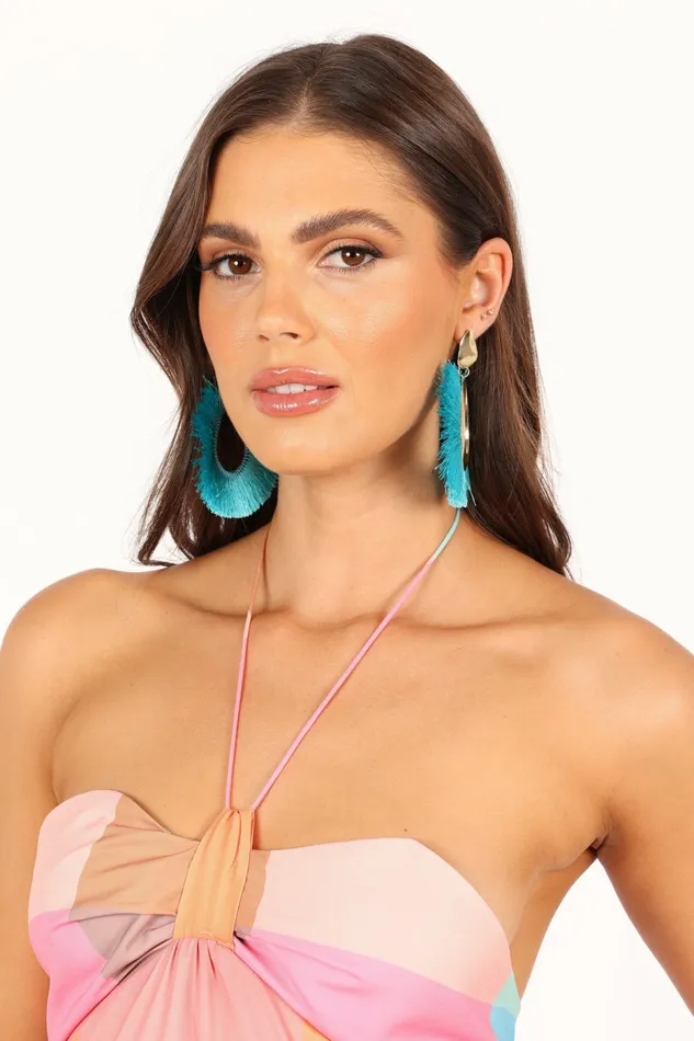 Petal and Pup Earrings Women Minnie Tassel Earrings Teal