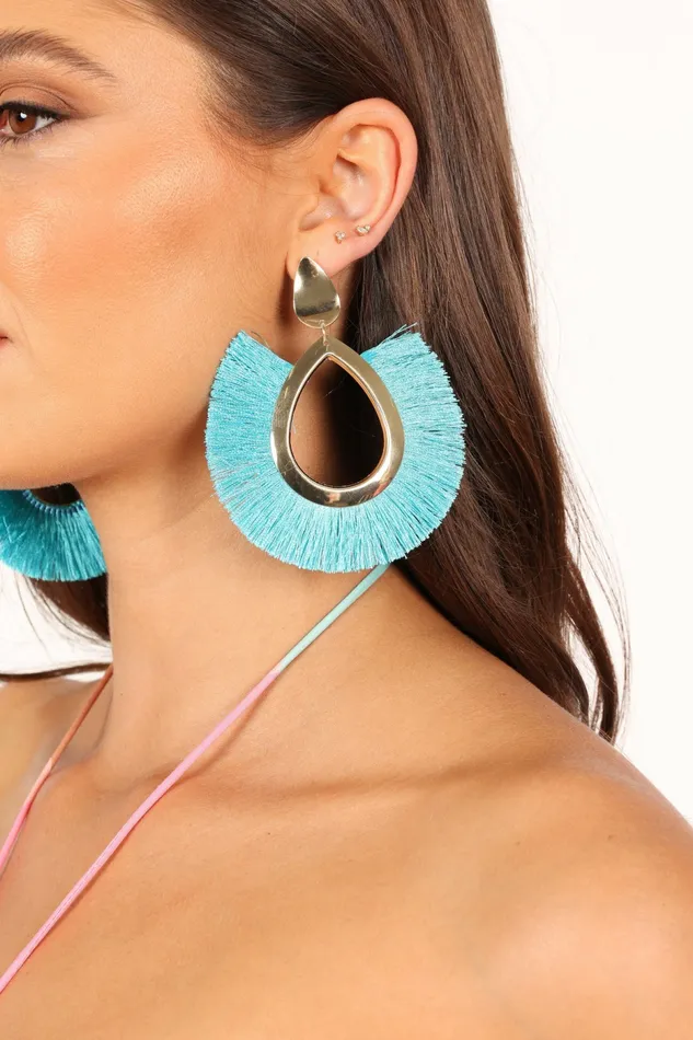 Petal and Pup Earrings Women Minnie Tassel Earrings Teal
