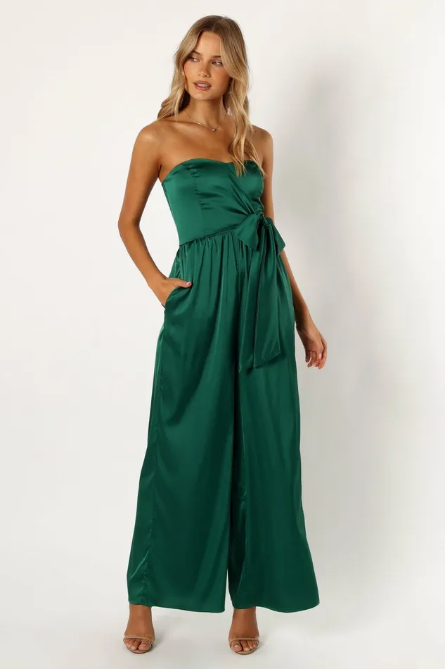 Petal and Pup Jumpsuits and Rompers Women Tanya Strapless Jumpsuit Emerald