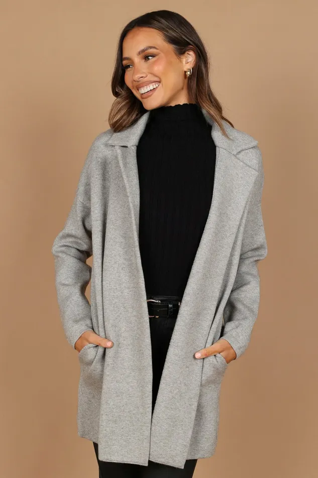 Petal and Pup Lenore Coatigan Grey Women Sweaters