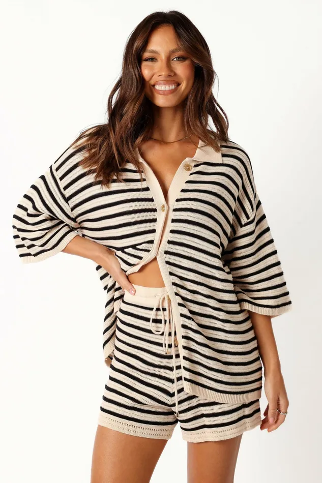 Petal and Pup Matching Sets Women Cherie Knit Shirt Sand Black