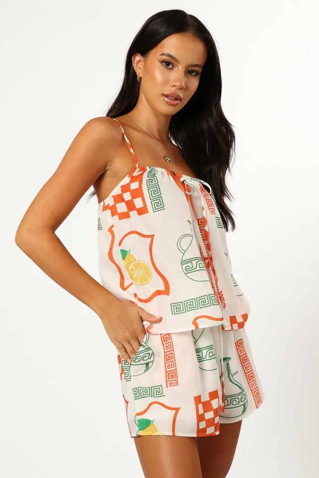 Petal and Pup Matching Sets Women Robinson Short Set White Orange