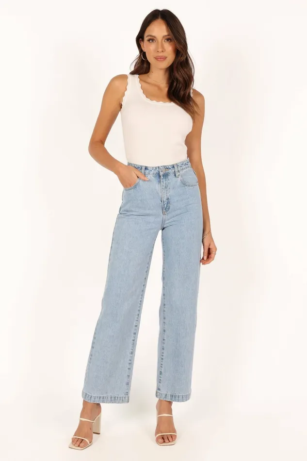 Petal and Pup Monique Ribbed Tank Top White Women Crop Tops