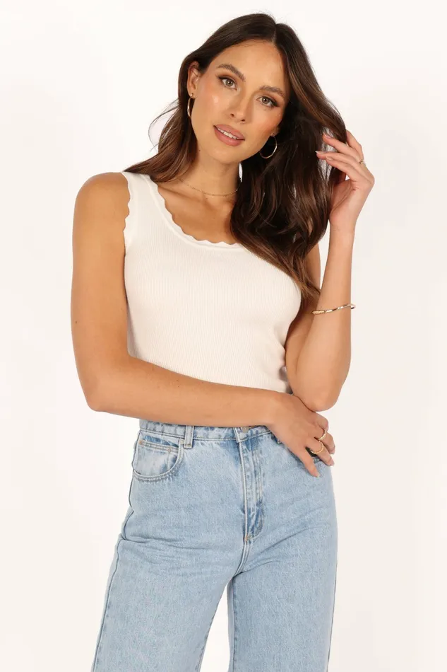 Petal and Pup Monique Ribbed Tank Top White Women Crop Tops