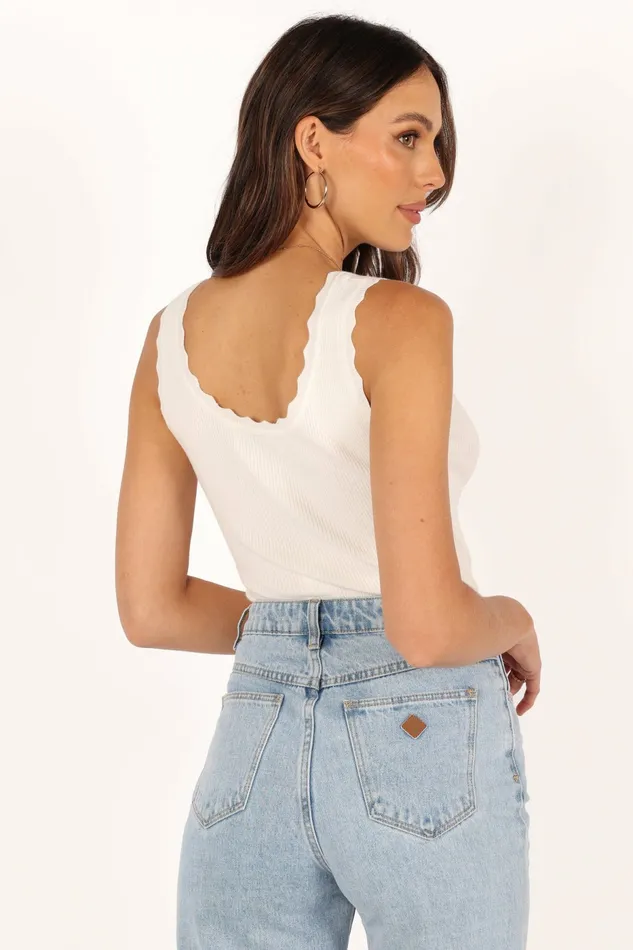Petal and Pup Monique Ribbed Tank Top White Women Crop Tops