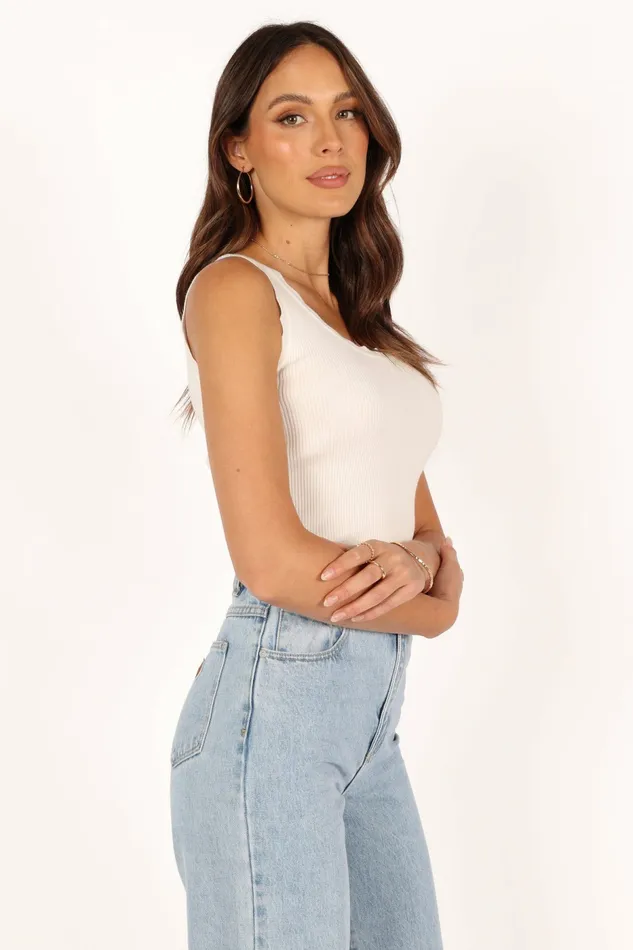 Petal and Pup Monique Ribbed Tank Top White Women Crop Tops