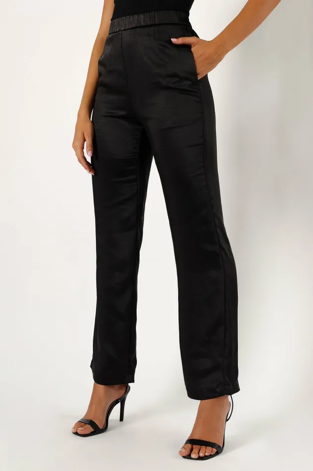 Petal and Pup Pants Women Novalee Satin Pant Black