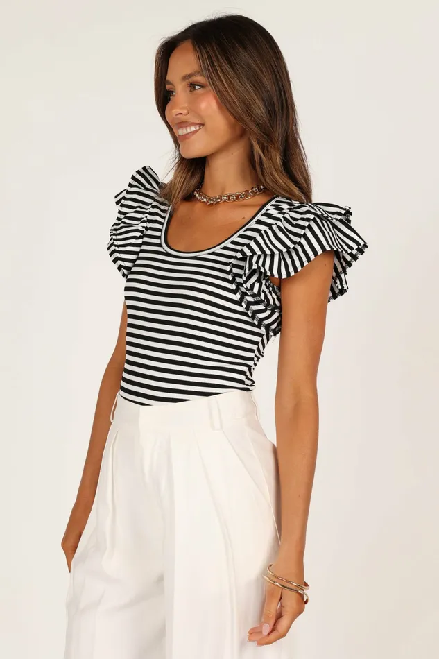 Petal and Pup Tops Women Martina Ribbed Top Black Stripe