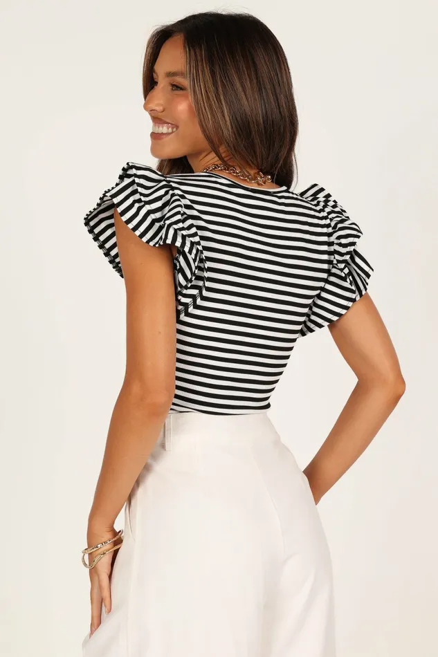Petal and Pup Tops Women Martina Ribbed Top Black Stripe