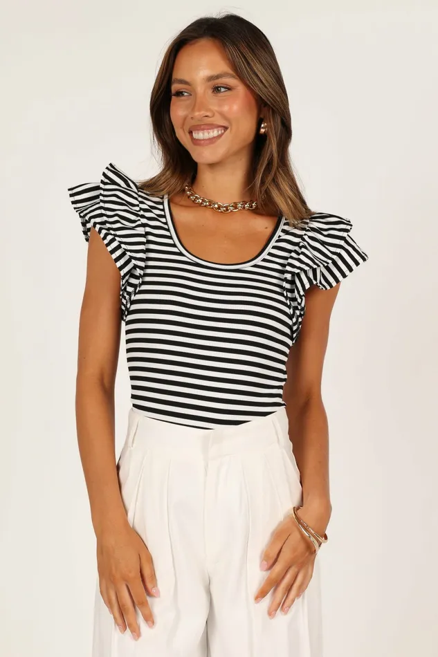 Petal and Pup Tops Women Martina Ribbed Top Black Stripe