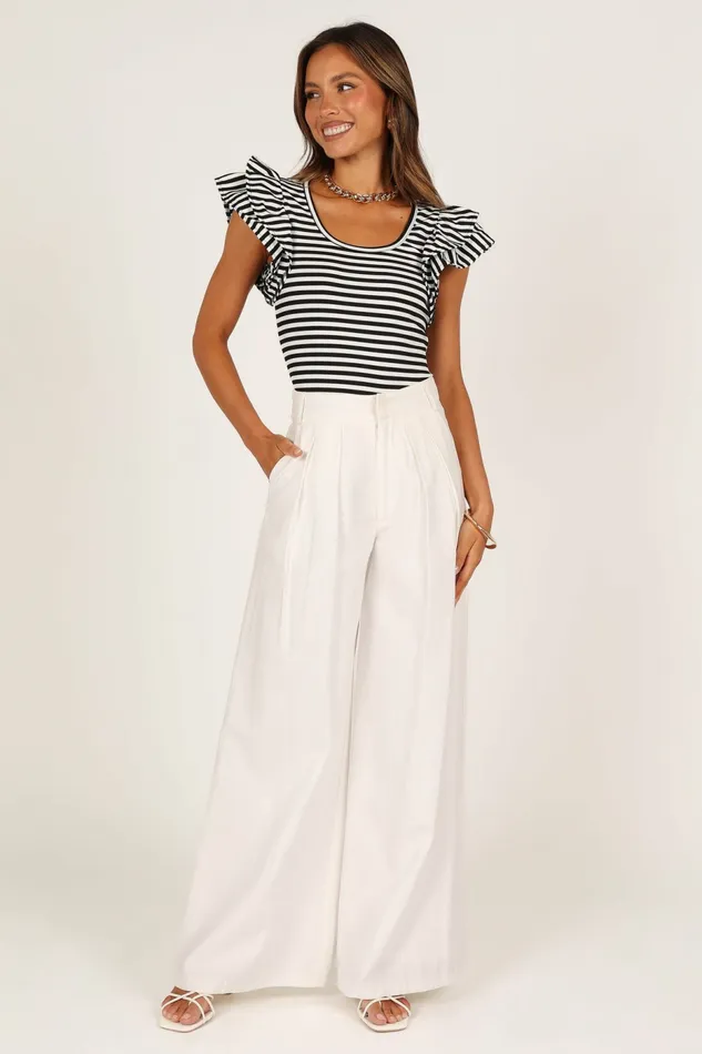 Petal and Pup Tops Women Martina Ribbed Top Black Stripe