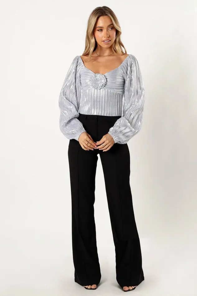 Petal and Pup Tops Women Nyra Rose Detail Top Silver