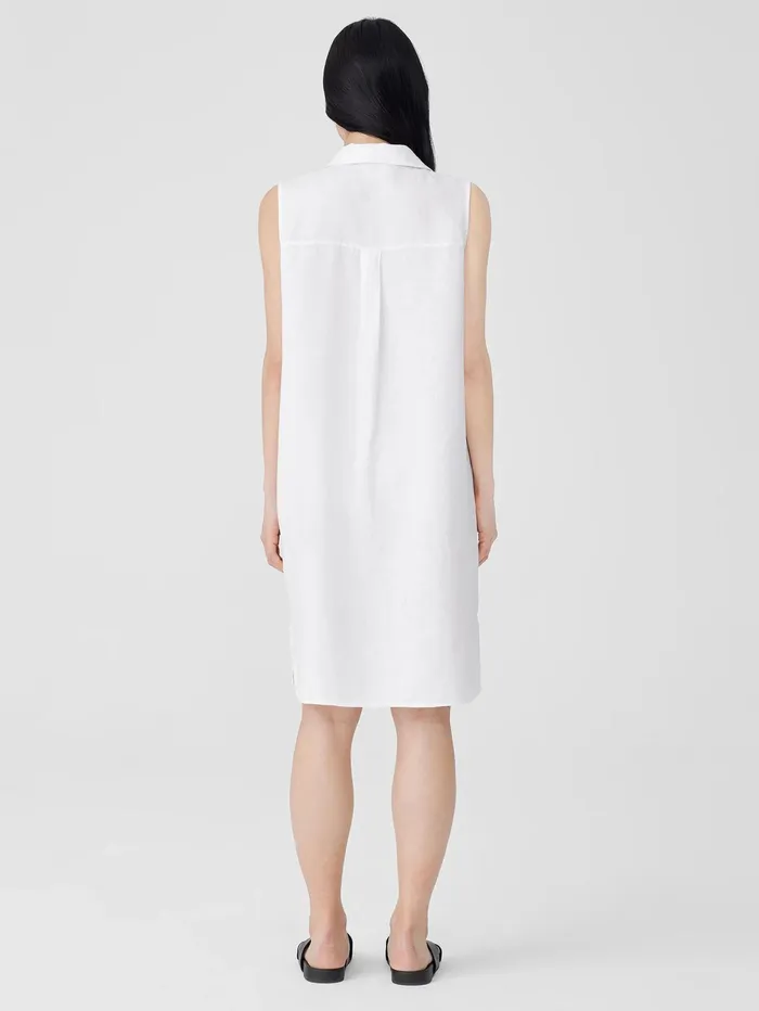Petite Women Eileen Fisher Organic Linen Sleeveless Dress White