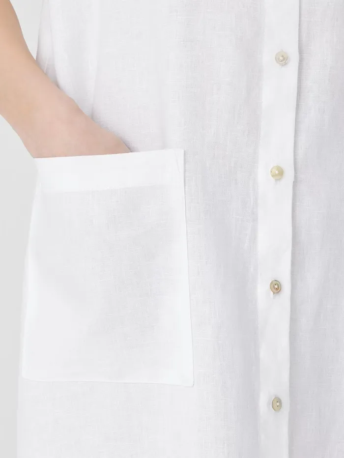Petite Women Eileen Fisher Organic Linen Sleeveless Dress White