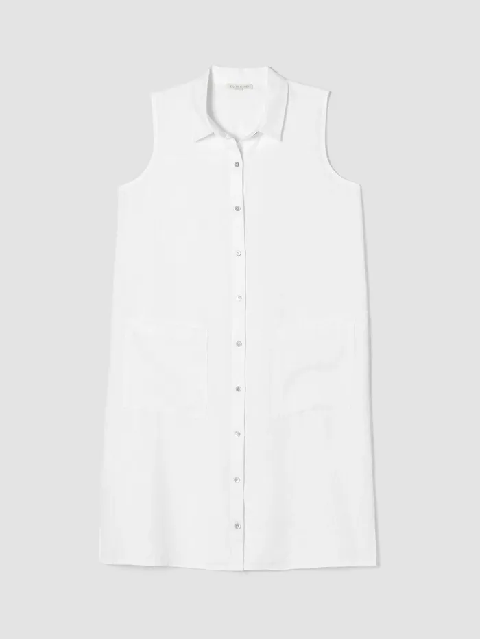 Petite Women Eileen Fisher Organic Linen Sleeveless Dress White