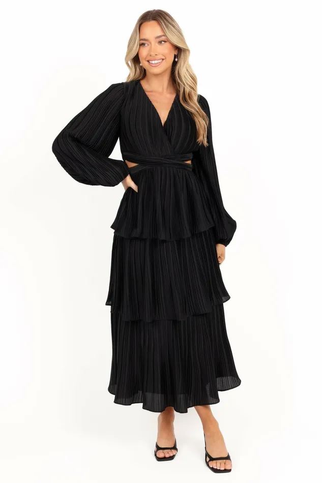 Pippa Long Sleeve Midi Dress Black Fall Dresses Petal and Pup Women