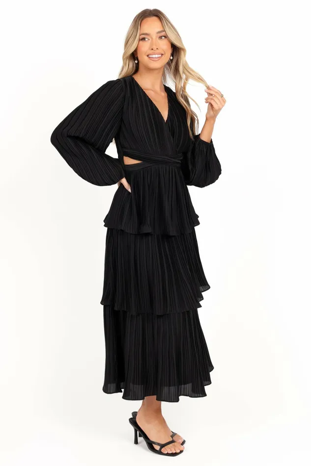 Pippa Long Sleeve Midi Dress Black Fall Dresses Petal and Pup Women
