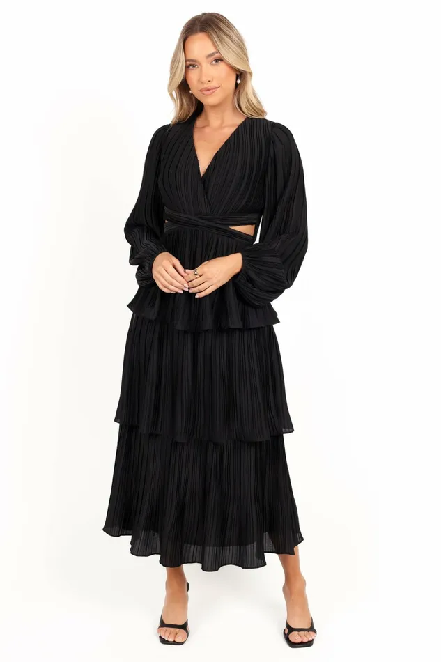 Pippa Long Sleeve Midi Dress Black Fall Dresses Petal and Pup Women