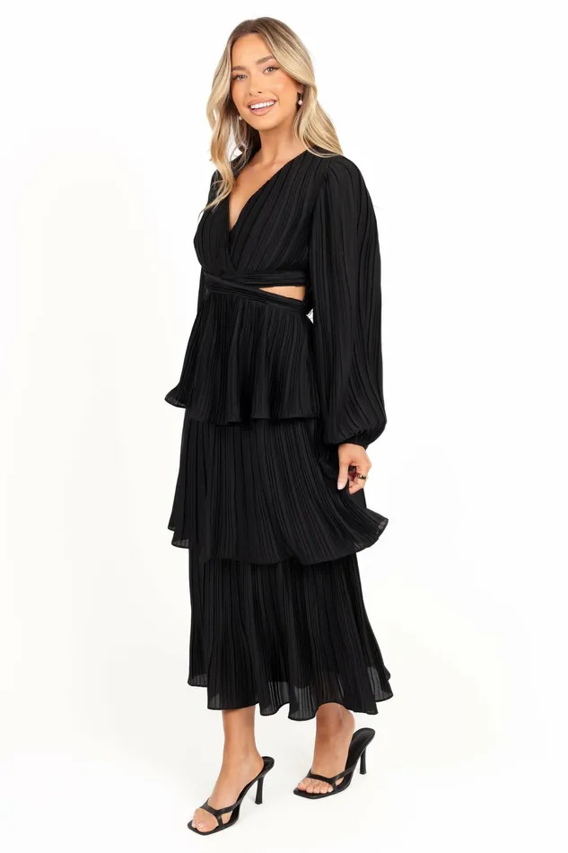 Pippa Long Sleeve Midi Dress Black Fall Dresses Petal and Pup Women