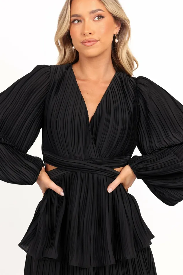 Pippa Long Sleeve Midi Dress Black Fall Dresses Petal and Pup Women