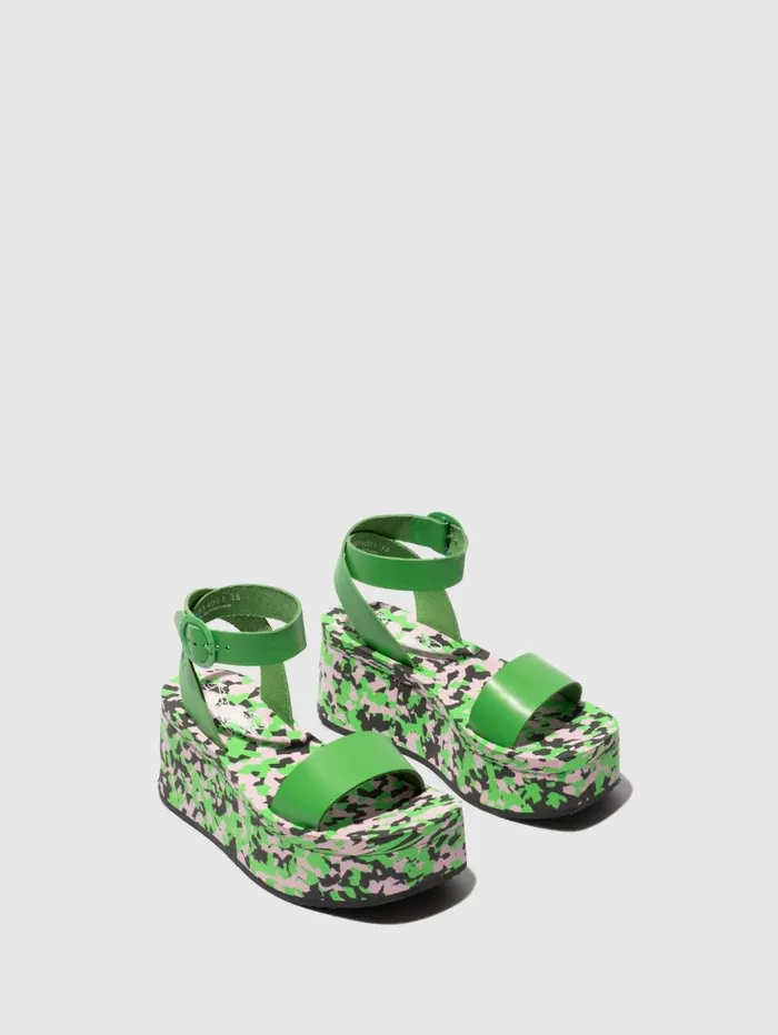 Platform Sandals CAMU034FLY GREEN Women Fly London Sandals
