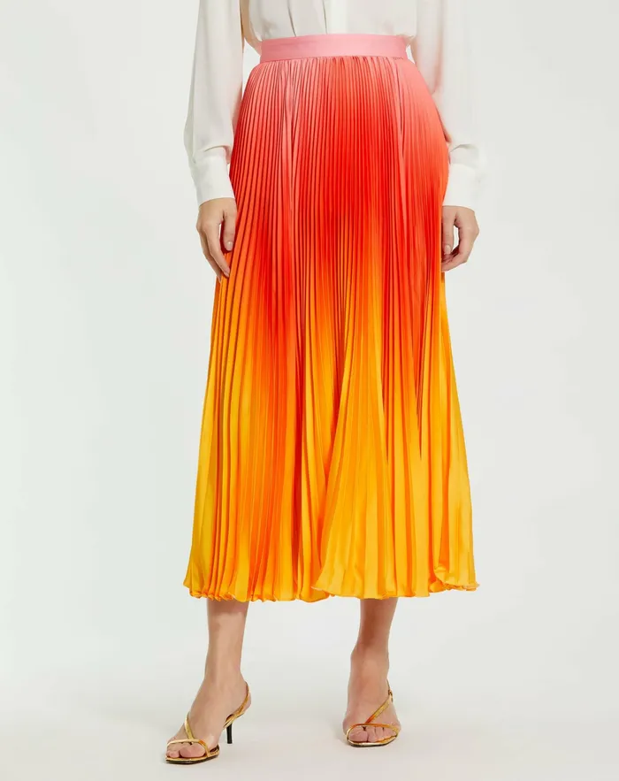 Pleated Charmeuse Ombre Maxi Skirt 8211 FINAL SALE Sunset Ombre Women Skirts Mac Duggal Pleated Charmeuse Ombre Maxi Skirt 8211 FINAL SALE Sunset Ombre Women Skirts Mac Duggal