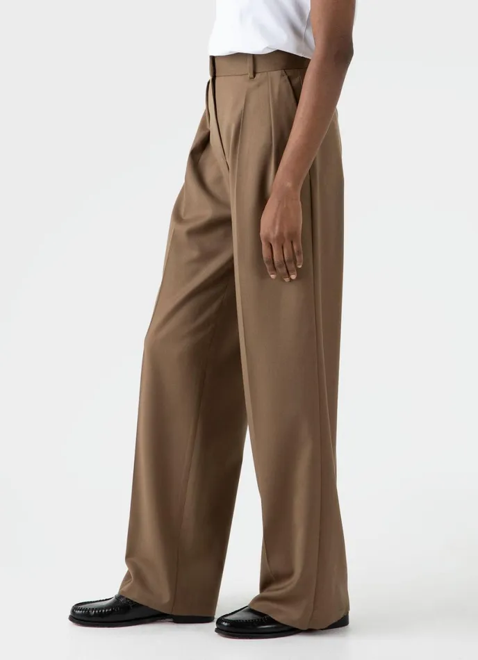 Pleated Wool Trouser Dark Camel Women SUNSPEL Pants