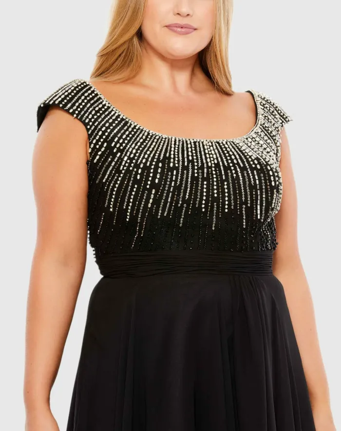 Plus Size Dresses Women Beaded Cap Sleeve A Line Gown Plus Black Mac Duggal Plus Size Dresses Women Beaded Cap Sleeve A Line Gown Plus Black Mac Duggal