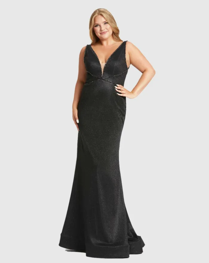 Plus Size Dresses Women Mac Duggal Sleeveless Metallic Trumpet Gown Plus Black Plus Size Dresses Women Mac Duggal Sleeveless Metallic Trumpet Gown Plus Black