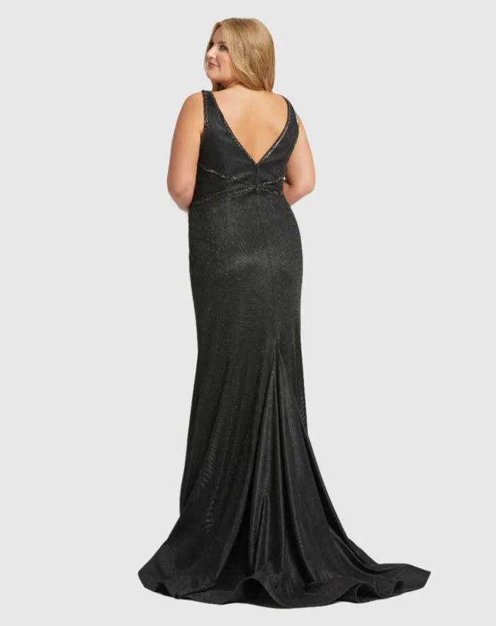 Plus Size Dresses Women Mac Duggal Sleeveless Metallic Trumpet Gown Plus Black Plus Size Dresses Women Mac Duggal Sleeveless Metallic Trumpet Gown Plus Black