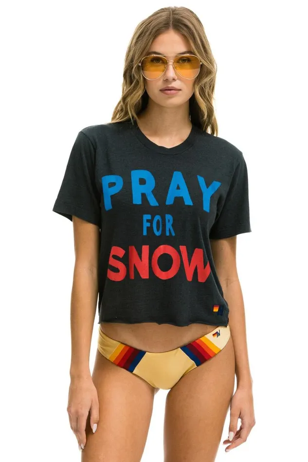 Pray For Snow Boyfriend Tee 8211 Charcoal Women Aviator Nation Tees