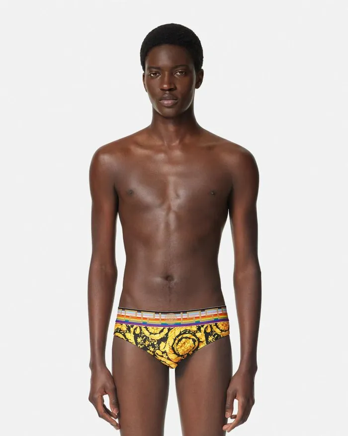 Pride Barocco Swim Briefs Blackprint Men Versace Swimwear