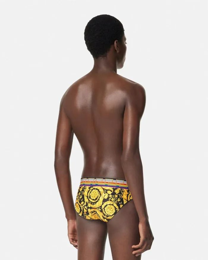 Pride Barocco Swim Briefs Blackprint Men Versace Swimwear
