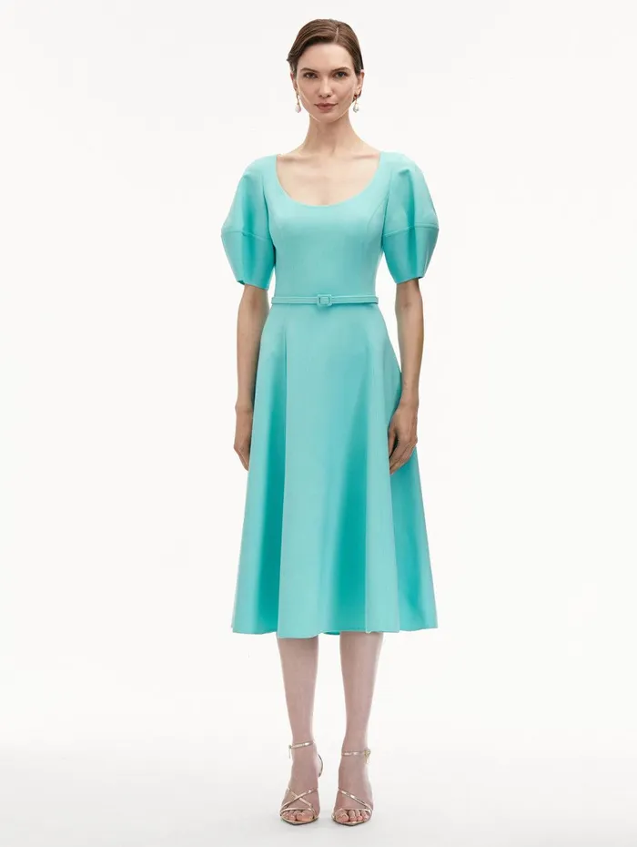 Puff Sleeve Wool Dress Soft Mint Women Oscar De La Renta Dresses Puff Sleeve Wool Dress Soft Mint Women Oscar De La Renta Dresses
