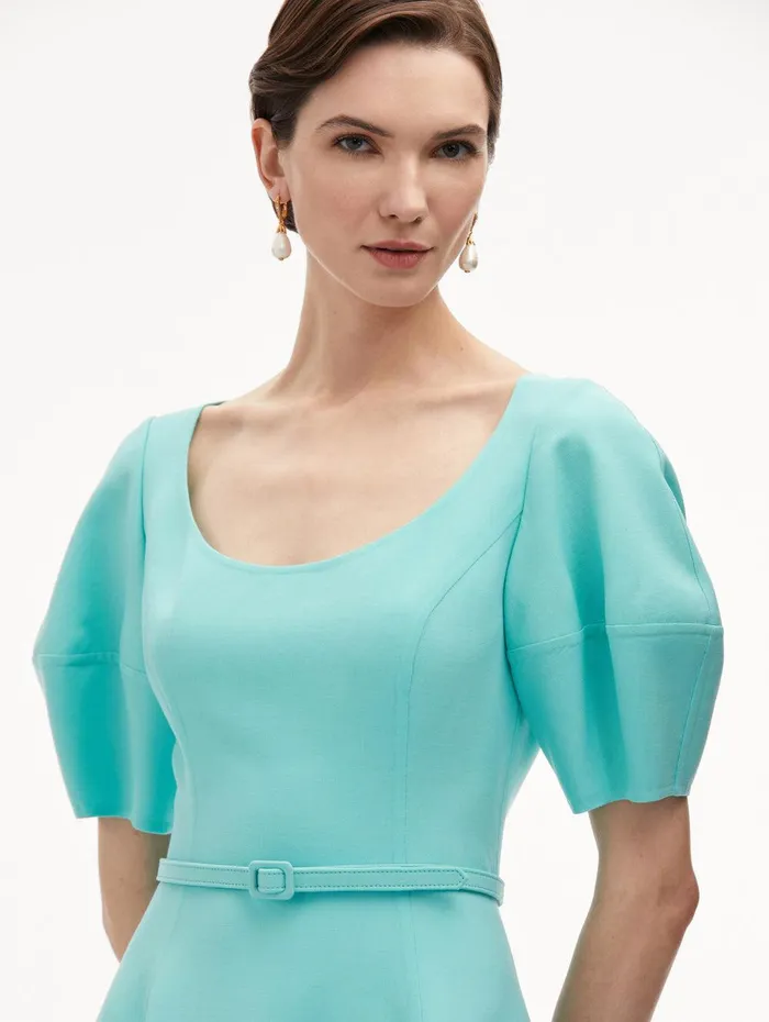 Puff Sleeve Wool Dress Soft Mint Women Oscar De La Renta Dresses Puff Sleeve Wool Dress Soft Mint Women Oscar De La Renta Dresses