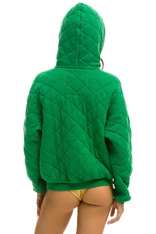 Quilted Zip Hoodie Relaxed 8211 Kelly Green WomenMen Aviator Nation Hoodies