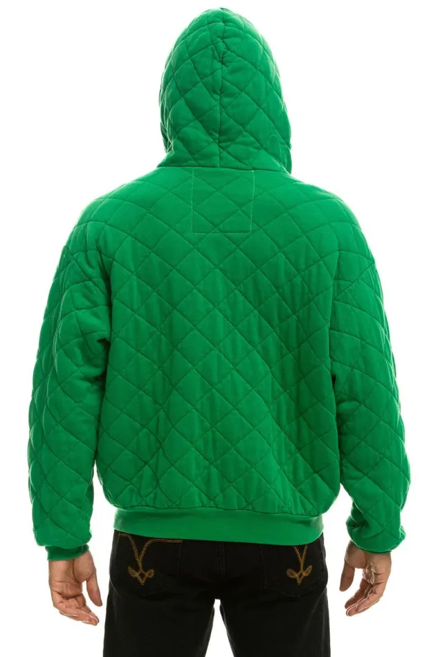 Quilted Zip Hoodie Relaxed 8211 Kelly Green WomenMen Aviator Nation Hoodies