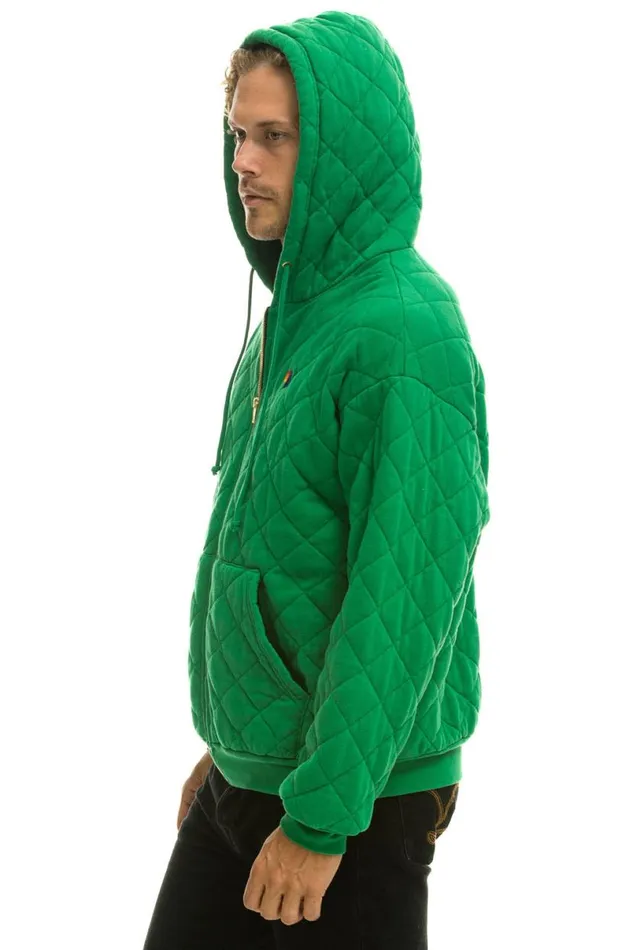 Quilted Zip Hoodie Relaxed 8211 Kelly Green WomenMen Aviator Nation Hoodies