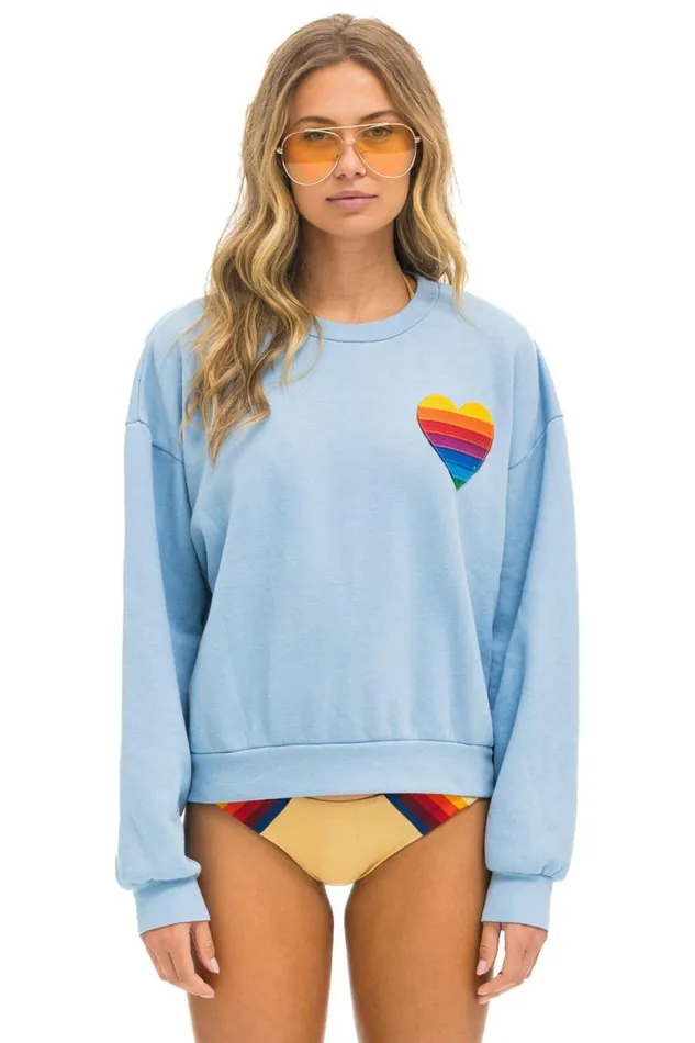 Rainbow Heart Stitch Relaxed Crew Sweatshirt 8211 Ice WomenMen Aviator Nation Sweatshirts Rainbow Heart Stitch Relaxed Crew Sweatshirt 8211 Ice WomenMen Aviator Nation Sweatshirts