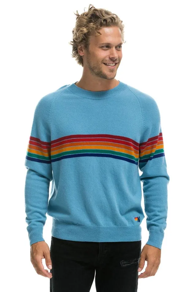 Rainbow Stripe 6 Unisex Light Cashmere Sweater 8211 Ocean Men Aviator Nation Sweatshirts